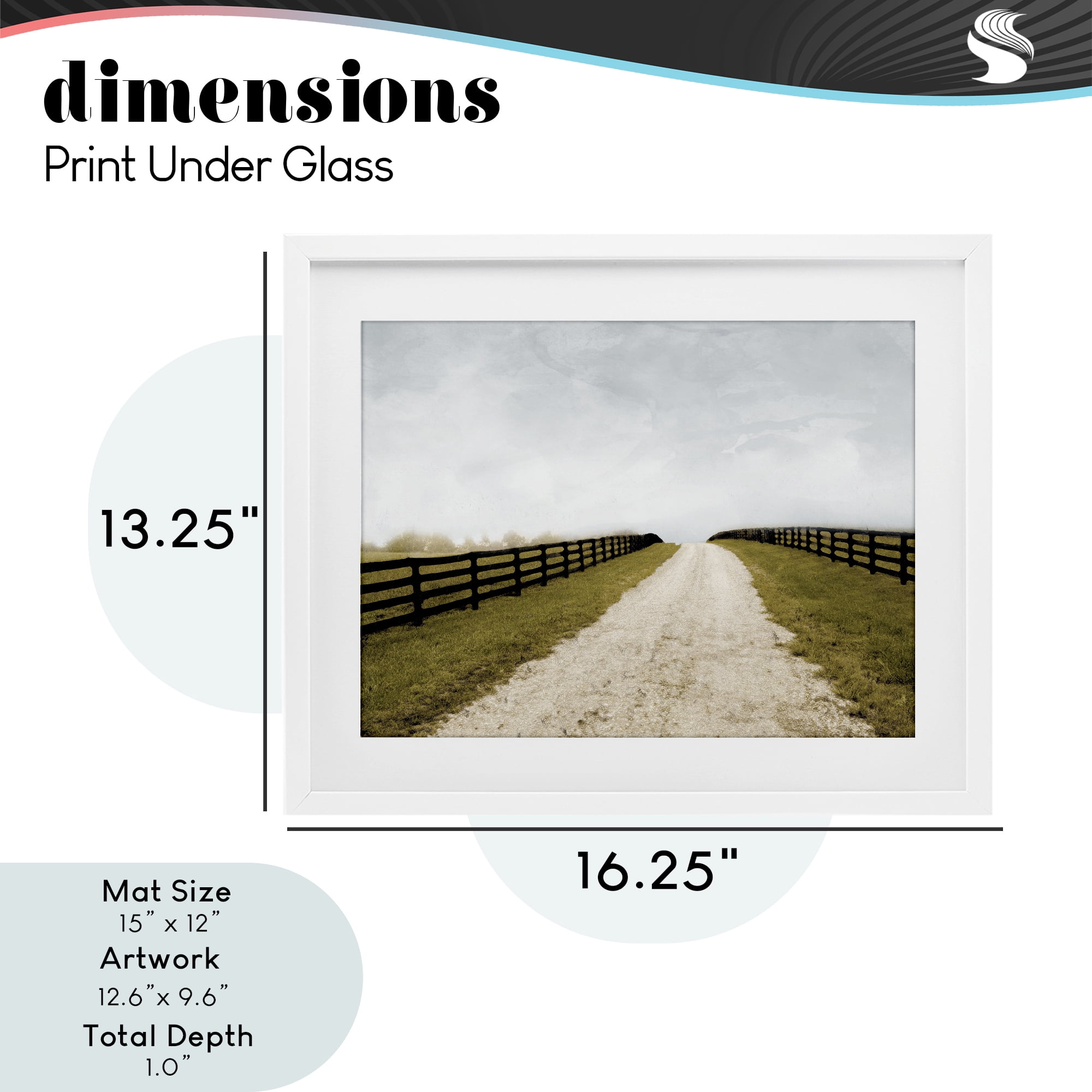 Stupell Industries Fenced Countryside Lane White Framed Print Under Glass, design by Ynon Mabat