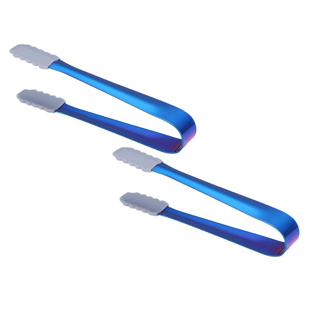 2PC Compact Serving Tongs Small Food Creative Silicone Clip Stainless Steel Handle And Hand Shaped Designed Silicone Tongs Creative Kitchen Gadgets For Sweets Ice Cube Spices Sugar Barbecue