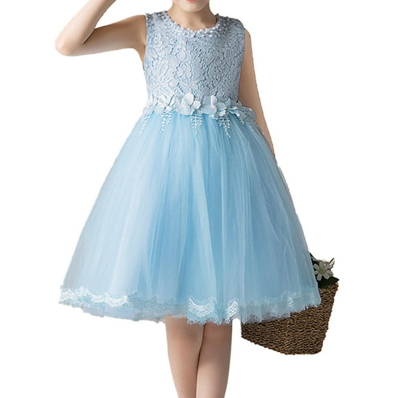 Flower Girls Dress Blush Belted Wedding Party Bridesmaid Sleeveless Party Dresses