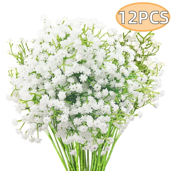 Baby's Breath Artificial Flowers 20.5'' Fake White Flowers Babys Breath  for Wedding Floral Arrangement Party Home Decoration 12Pcs