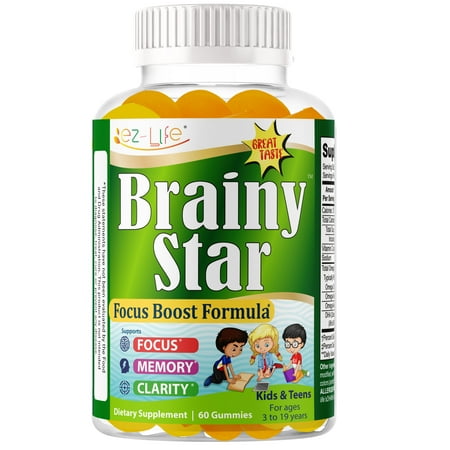Brainy Star Kids Omega Gummies, Cognitive Support Brain Booster Vitamins with DHA, Support Memory & Focus 60 ct by America's Best Deals