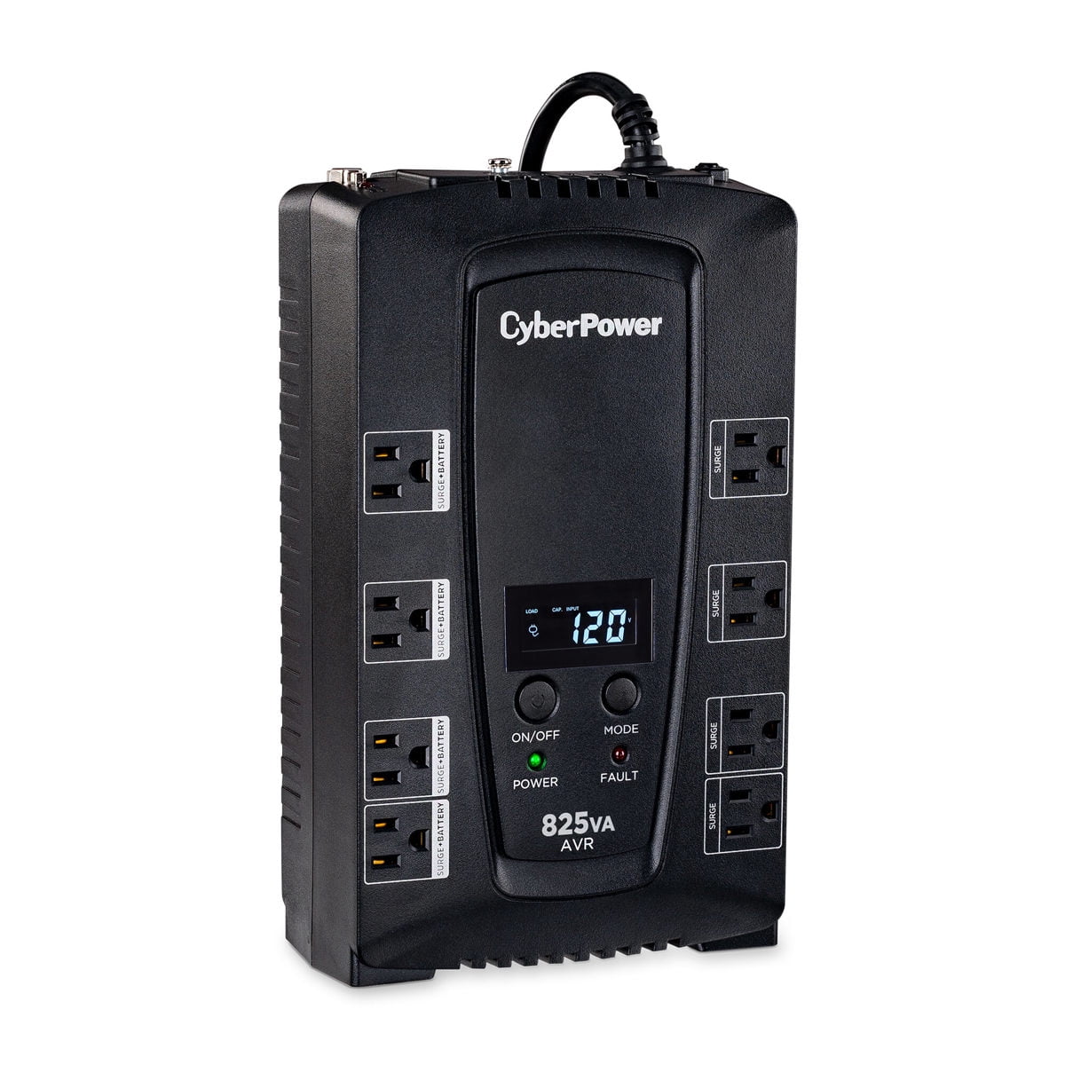 CyberPower CP825AVRLCD Intelligent LCD UPS Systems - 825VA/450W, 120 VAC, NEMA 5-15P, Compact, 8 Outlets, LCD, PowerPanel