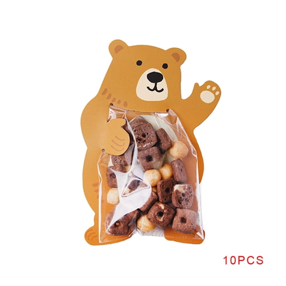 ziyahi 10 Pcs Cartes de Vœux Animaux Dessin Animé Bonbons Sacs à Biscuits Baby Shower Fête Enfants Mariage Nourriture Pochette Décorative