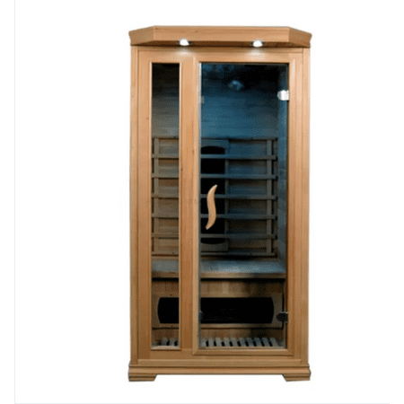 Adam Lucy Home Sauna Solid-Wood Hemlock 1-Person Steam Sauna with Speakers/Lighting