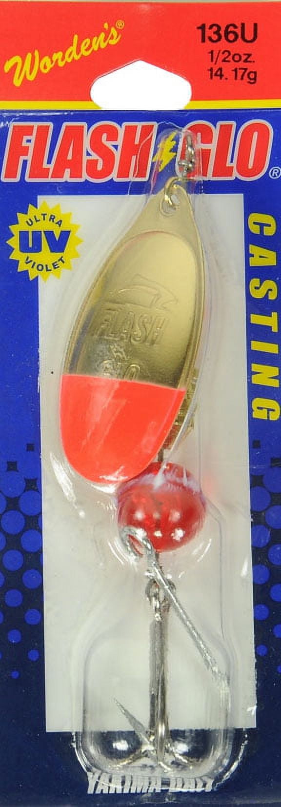 Yakima Bait Worden's Flash Glo 4" UV Casting Spinner Lure, Brass Red Tip, 1/4 oz.