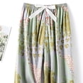 thumbnail image 4 of DeHolifer Women's Pants Cotton Floral Printed Elastic Casual Wide Leg Pants Full Length Pants Multicolor Free Size, 4 of 5