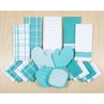thumbnail image 2 of Mainstays Terry and Flat Stripe Kitchen Towel, Oven Mitt and Pot Holder Set, Aqua Stripe, 20 Pieces, 2 of 7
