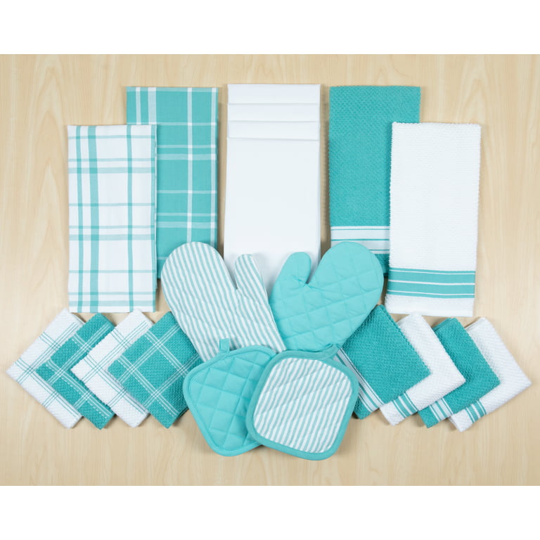 Ambrosia 6 Piece Set | 2 Kitchen Towels 2 Dish Cloths 2 Pot Holders Hunter Green, Size: 6 Piece Towel|Dish Cloth|Pot Holder