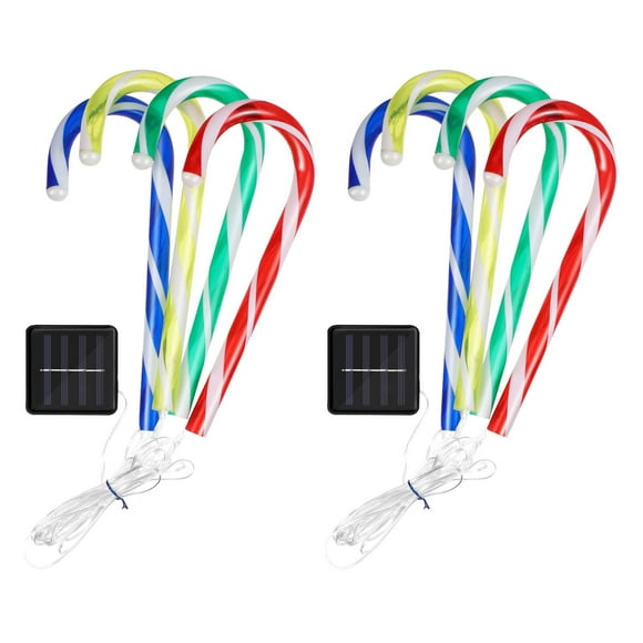 CIMAXIC christmas OSALADI 2 Sets Candy Cane Lights Solar Powered 4-in-1 Christmas Candy Cane Pathway Markers Outdoor Lawn Lamp,14.57"X3.7"X0.79"
