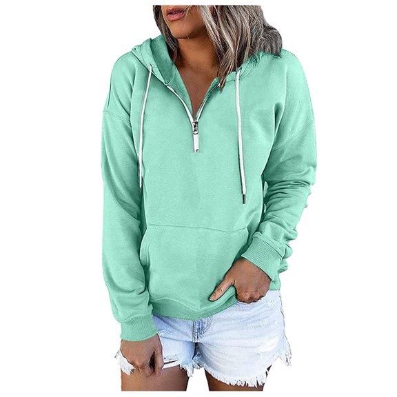 Tanghaowl Women's Sweatshirt Hoodies Sleeve with Pocket Sweatshirts Pullover Long Casual Clothes Hoodies with Soft Comfortable Fabric Green S