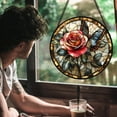 thumbnail image 2 of Stained Glass Window Hanging, Red Rose Black Butterfly Suncatcher for Doors Home Sun Catchers Decoration and Christmas, Mother's Day Birthday Gifts for Women, Men, and Mom, 2 of 6