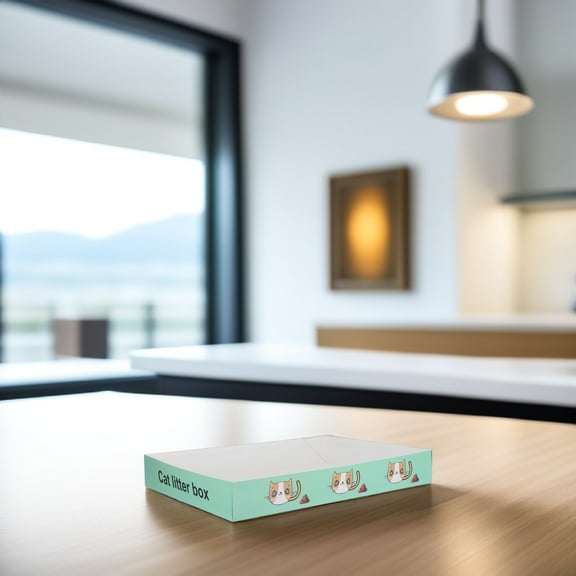 MERRYHAPY Disposable Paper Cat Litter Box with Semi Enclosed Splash Guard for Kitten Training and Easy Cleanup