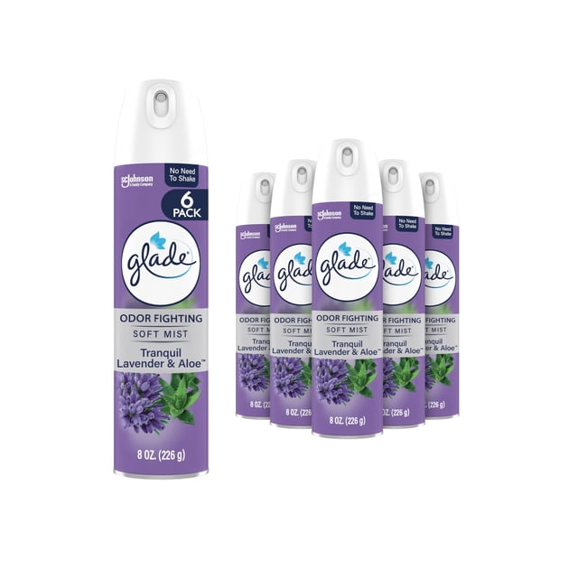 Spray ambientador Glade Room Tranquil Lavender & Aloe, 6 x 240 ml