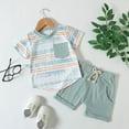 thumbnail image 2 of Otqutp Kids Beach Outfits Set for Spring Toddler Boys Girls Short Sleeve Striped Prints T Shirt Tops Shorts Outfits for 0 to 3 Years, 2 of 7