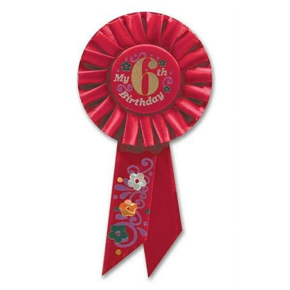 Beistle RS056R Rosette Mon 6e Anniversaire - Lot de 6