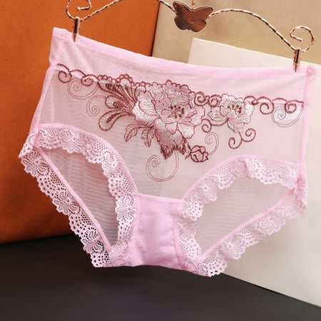 

3PC Underwear Women High Waisted Sexy Underpants Panties Middle Waist Lace Briefs Underwear
