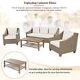thumbnail image 4 of 4 Piece Patio Furniture Set, Outdoor Patio Conversation Set, All-Weather PE Rattan Wicker Sectional Patio Sofa Set with Tempered Glass Coffee Table for Family Gatherings, 4 of 8