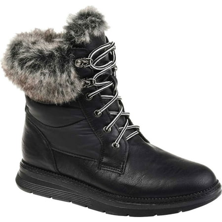 

JOURNEE COLLECTION Womens Black Cushioned Water Resistant Flurry Round Toe Wedge Lace-Up Snow Boots 7.5 M