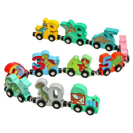 LuoshdecorMagnetic Dinosaur Train Set,11PCS Wooden Number Train Montessori Toys for Toddlers, Preschool Learning Gifts