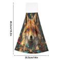 thumbnail image 2 of Haosy 2 Pack Kitchen Wash Cloths with Hanging Loops Absorbent Absorbent Quick Drying Hand Towels, Beautiful Fox in Christmas Costume, 2 of 7
