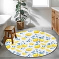 thumbnail image 4 of Round Area Rugs Collection 3.3 Ft, Watercolor Lemons Non-Slip Residential Carpet, Summer Farmhouse Blue Floral Indoor Crawling Mats Doormat Runner Rugs Play Mat forBedroom, 4 of 9