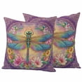 thumbnail image 6 of Purple Dragonfly Outdoor Pillow Covers 24x24 Inch Throw Pillow Covers Set of 2 Waterproof Decorative Pillow Cases Colorful Flowers Watercolor Chic Floral Plant Cushion Covers for Patio Furniture, 6 of 8