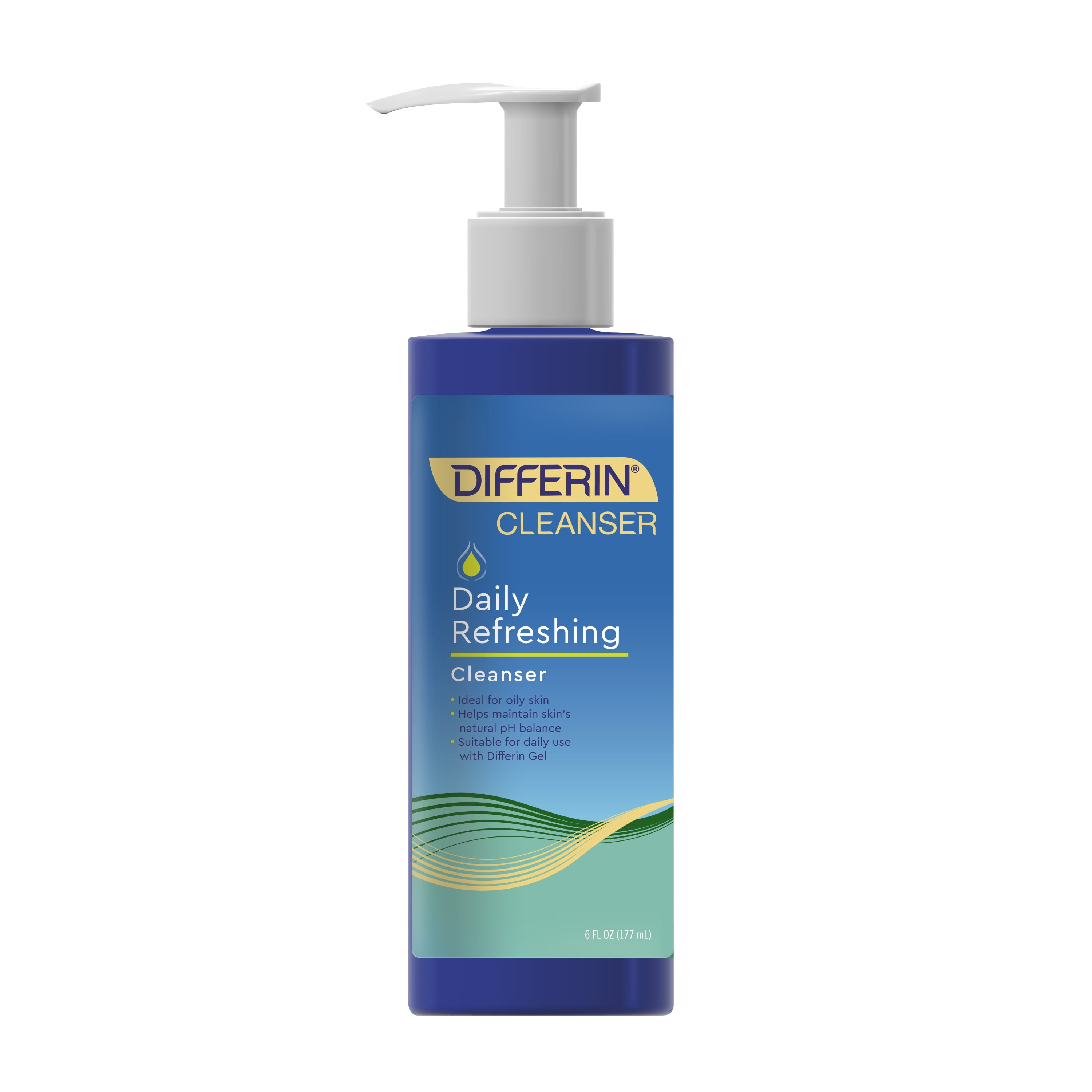 Differin Daily Refreshing Cleanser, All Skin Types, Suitable for Oily Skin, Fragrance-Free, 6 fl oz