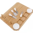 thumbnail image 3 of Bamboo Cheese Board with Cutlery Set Cheese Tray, Wooden Cheese Set Including 13-Piece Knife Set, 3 of 5