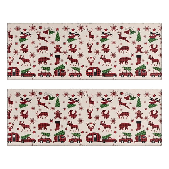Kitchen Rugs Sets Of 2,Multicolor Christmas Camping Pattern Anti Fatigue Kitchen Mat Rugs Non Slip Washable,Decorative Kitchen Floor Mats for Kitchen,Sink,Laundry,17"X47"