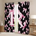 thumbnail image 2 of Manfei Personalized Initial Alphabet R Black Out Curtains for Teens Adults,Kawaii Ribbon Bowtie Curtains Pack of 2 (42x63 Each),Black Pink Bedroom Curtains,Ultra Soft Home Decor, 2 of 6