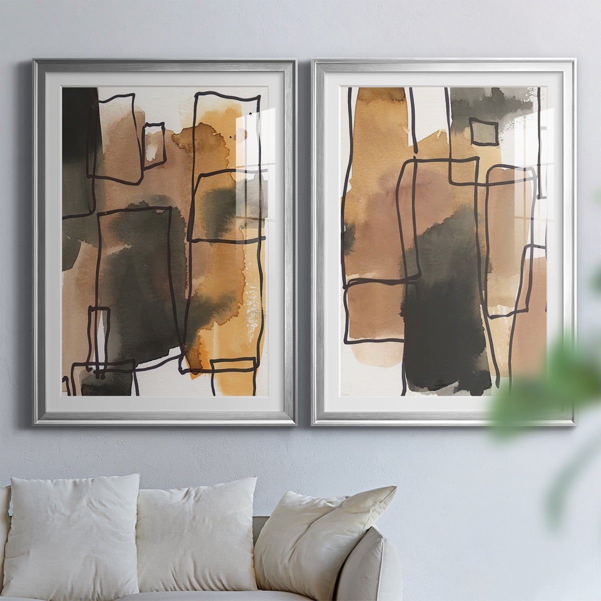 Wexford Home Retro Vibe I Premium Framed Print, 30.5" x 42.5" - Ready to Hang, Silver (Set of 2)