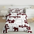 thumbnail image 2 of Manfei Geometric Plaid Art King Size Comforter Sets,Pixel Grid Bedding Comforter Set,Red Gray White Bedding Set For Teens,Microfiber Bedroom Decor Reversible,3-Piece, 2 of 8