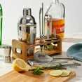 thumbnail image 2 of fafa-Oak & Steel Martini Cocktail Shaker Set - 13pc Stainless Steel Bartender Kit with Wooden Stand & Recipe Guide (500ml), 2 of 4