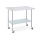 thumbnail image 1 of Mesa de trabajo comercial de acero inoxidable - Resistente y móvil con ruedas bloqueables y estante ajustable - Ideal para cocina industrial, restaurante, garaje y exteriores - Tamaño 24x48in, 1 of 7