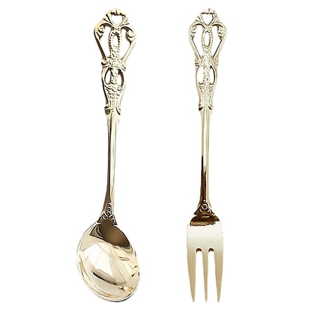 Topbathy 1Set Golden Stainless Steel Hollow Out Tableware Fork and Spoon for Home and Restaurant