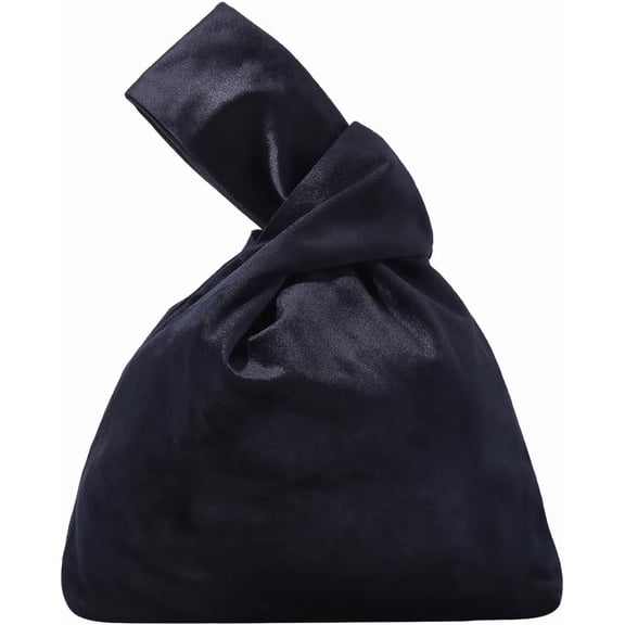 Wrist Bag Knot Women's Velvet Knot Bag Black Clutch Evening Handbag Mini Purse Small Tote one Wallet Cloth Elegant Style Portable