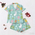 thumbnail image 5 of Tnhcen Women's Easter Pajamas 2 - Piece Set Button Front Short Sleeve Collar Bunny Egg Print Nylon Spandex Sleepwear Shorts, 5 of 5