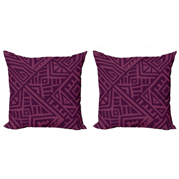 Ambesonne Ethnic Throw Pillow Cover 2 Pack, Bohemian Culture Geometric, 20", Purple Magenta and Plum