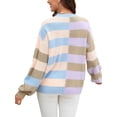 thumbnail image 5 of Biekopu Women Fall Pullover Sweater Tops,Striped Print Cute Soft Long Sleeve Knitwear Warm Streetwear, 5 of 9
