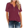 thumbnail image 6 of Brglopf Womens Henley Raglan Short Sleeve Tops Plus Size Summer Color Block Tee Shirts Button V-Neck Y2K Casual T-Shirts(Wine,S), 6 of 8