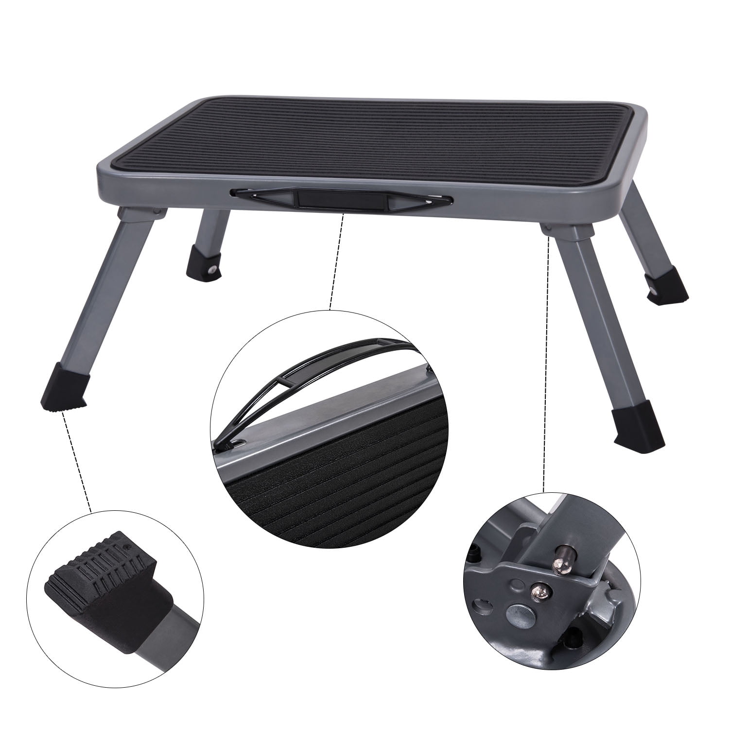Ollieroo Ladder Portable Lightweight Folding Steel Step Stool with Non Skid Rubber Platform One 