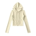 thumbnail image 4 of HNMKIU Zip Up Hoodie Women's Slim Fit Casual Cropped Jacket Hooded Sweatshirt for Stylish and Comfortable Everyday Outerwear Yellow,S, 4 of 9