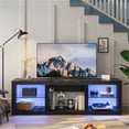 thumbnail image 3 of Bestier LED TV Stand for TVs up to 75'', Modern Entertainment Center with Remote Controlled RGB Lights, Adjustable Glass Shelves & Open Storage, Media Console for Living Room, Black, 3 of 10
