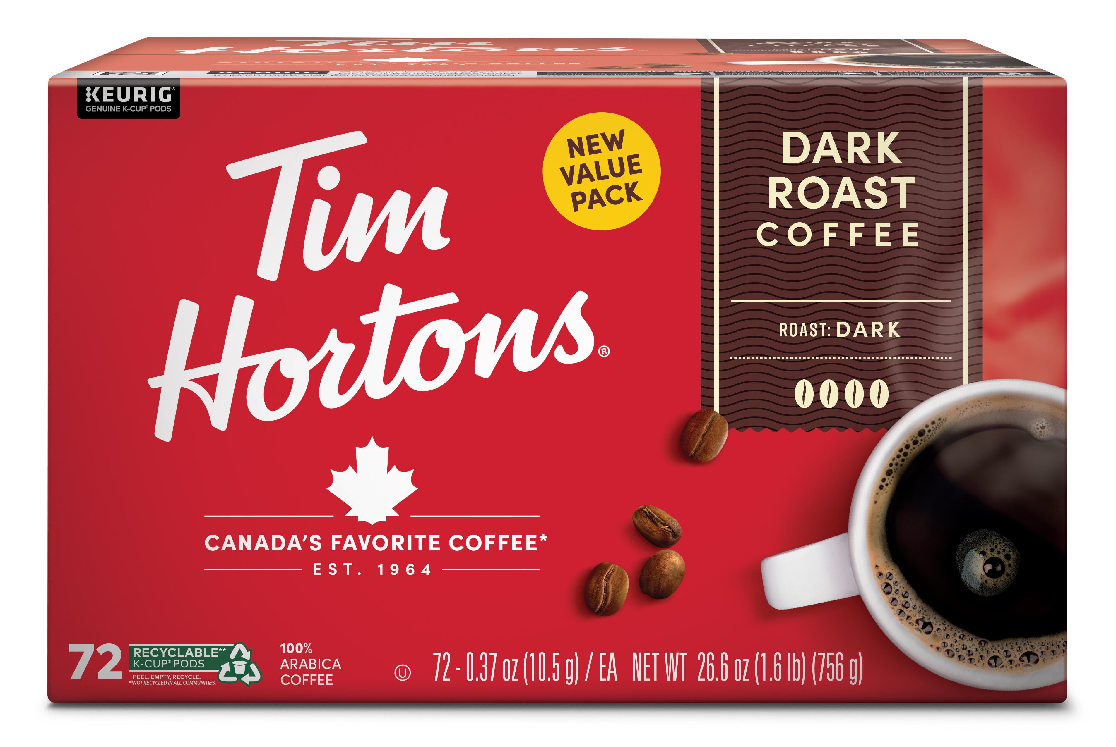 Tim Hortons Dark Roast KCup Coffee Pods 72 Count for Keurig Brewers