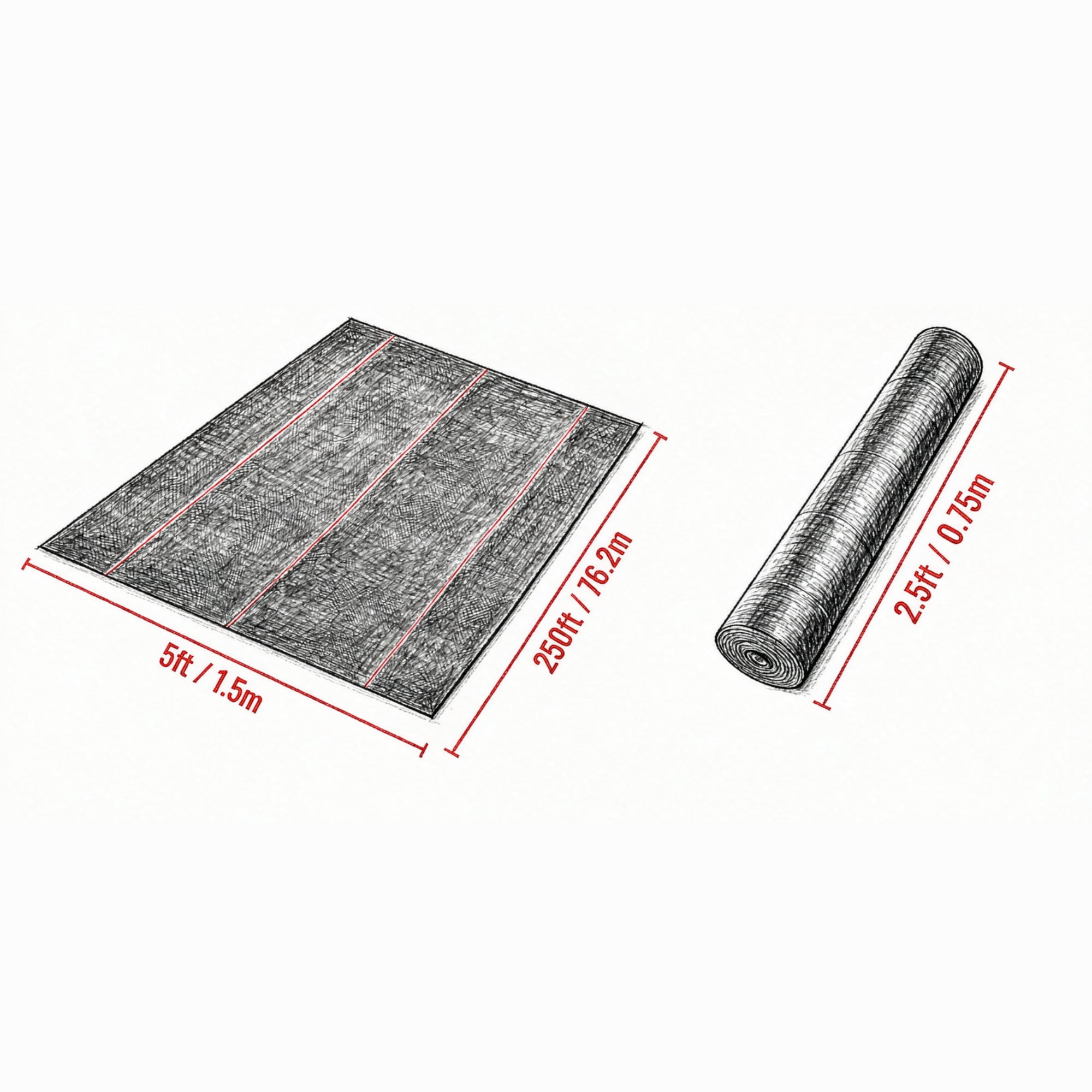 5 x 250FT Weed Barrier Landscape Fabric, 5Oz Premium Woven PP Ground Cover, Heavy Duty Single-Layer Weed Control, Easy Setup for Outdoor Garden, Lawn & Driveway, Black