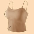 thumbnail image 7 of CheerKidz Fashion Women's Bra Pad Camisole Solid V-Neck Sleeveless Basic Top,Breathable Summer T-Shirt(Khaki,L), 7 of 7