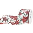 thumbnail image 2 of HOMEFORD Christmas Poinsettia Berry Branch Satin Wired Ribbon, 2-1/2-inch, 10-yard, White, 2 of 3