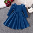 thumbnail image 5 of Lovskoo Toddler Girls Velvet Christmas Clothes Flare Big Bowknot Cut Out Dress Princess Dress 3-8 Years Old Blue, 5 of 6