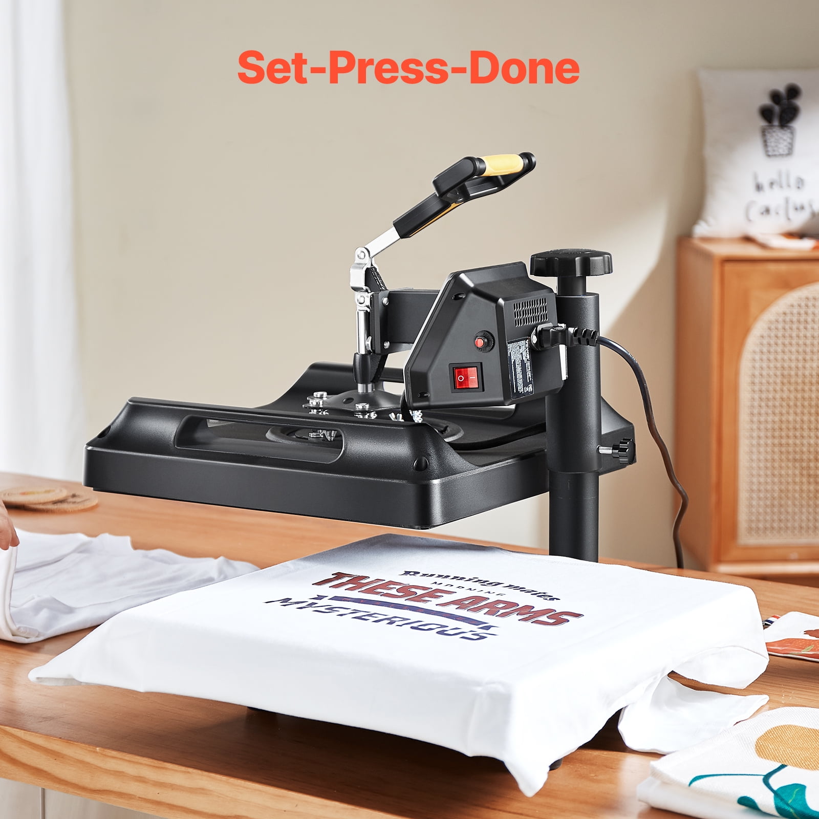 KFFKFF 8-in-1 Heat Press Machine with 15x15 Inch Plate, Swing-Away Design, Digital Control for T-Shirt, Hat, Mug, Plate Printing, Multifunctional Sublimation Transfer Tool, Black