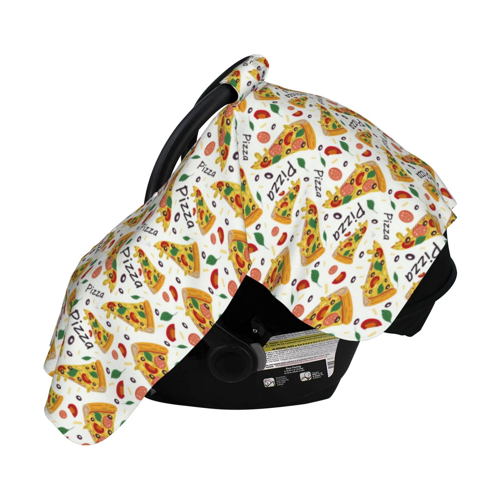 Naloa Pizza Slices Baby Car Seat Cover, Breathable Baby Carrier Cover, Multiuse Baby Carrier Cover & Nursing Breastfeeding Cover